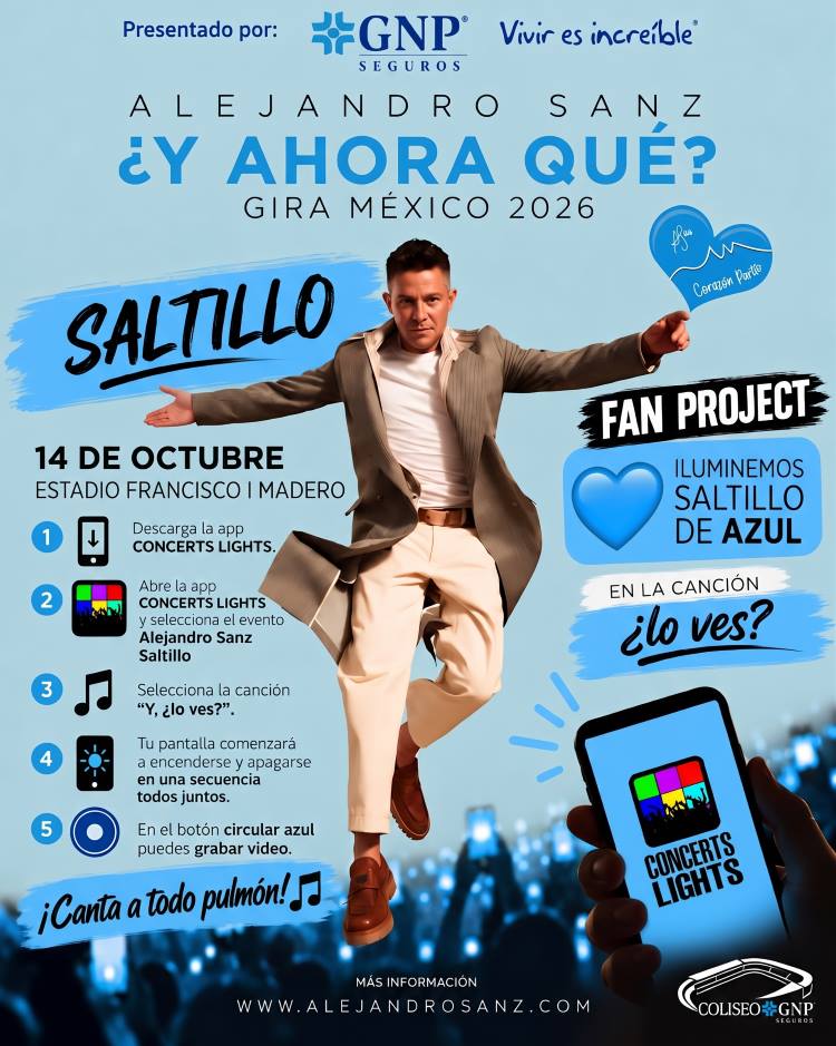 Fan project Alejandro Sanz Saltillo — iluminemos Saltillo de azul